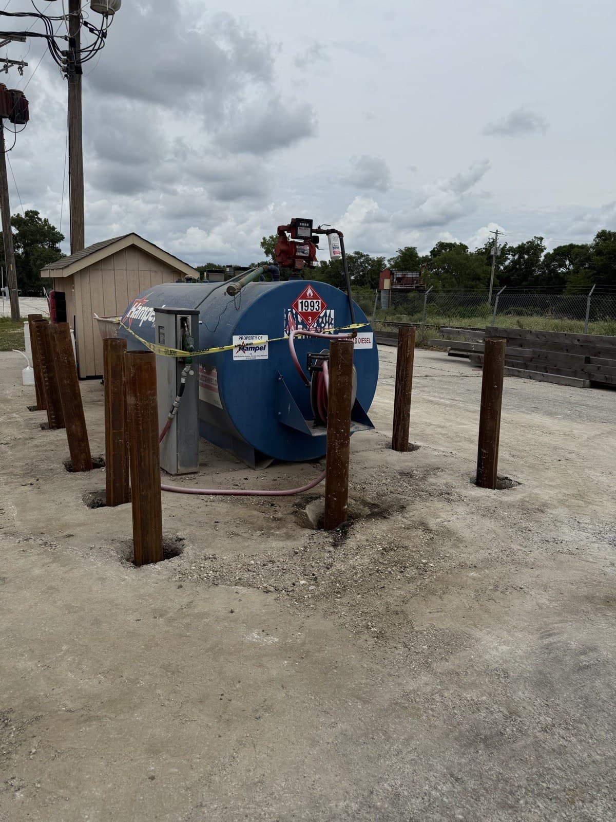 Safety bollard installation at a commercial fuel tank