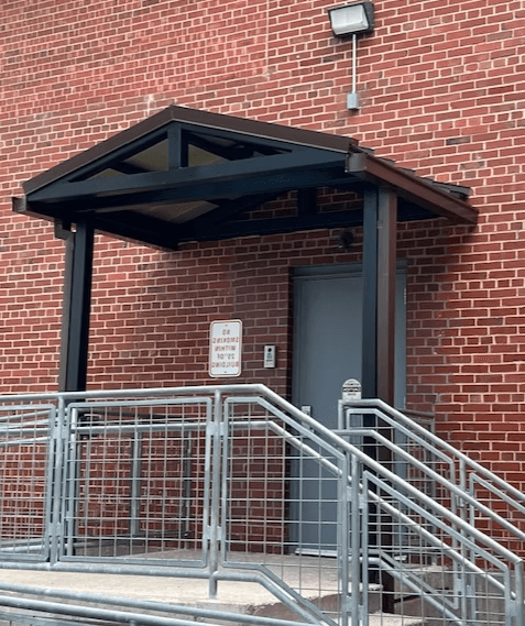 Metal canopy and railing installation
