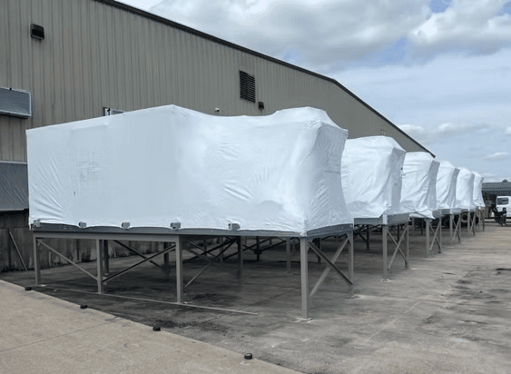 Large-scale steel fabrication ready for delivery