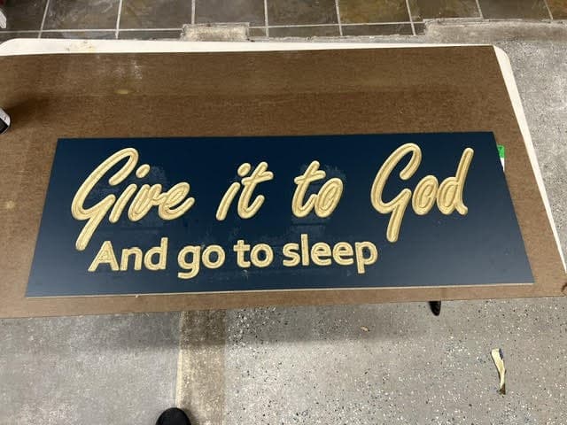 Custom carved 'Give it to God' wood sign
